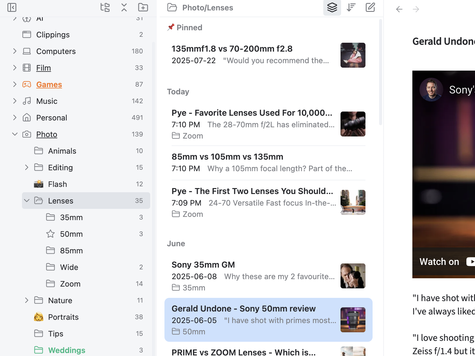 Dual-pane navigation detail