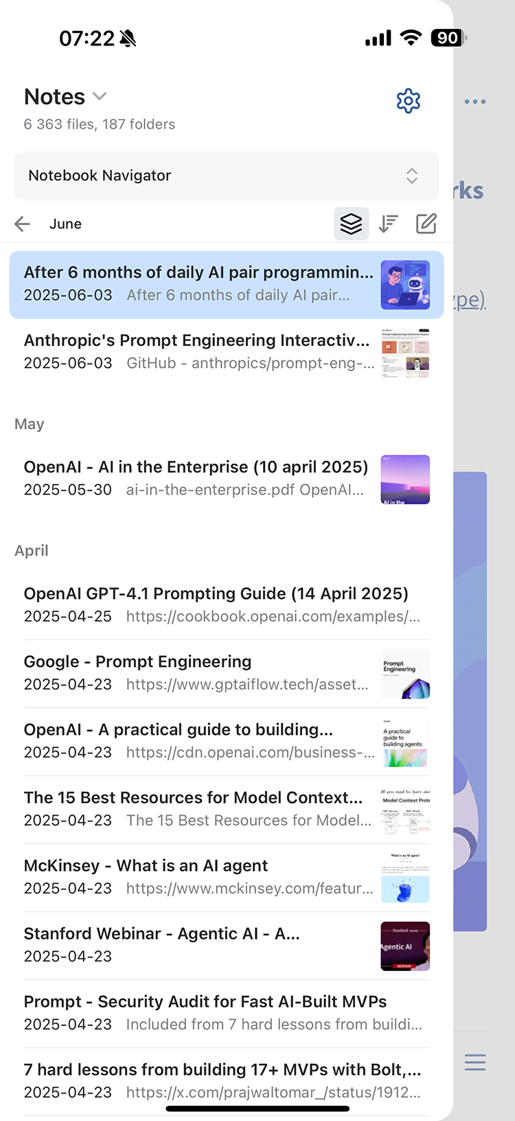 Mobile experience detail